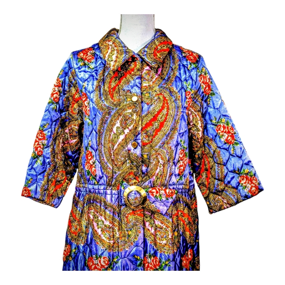 VINTAGE 1940's style QUILTED OLD HOLLYWOOD GLAM ART DECO DRESSING ROBE